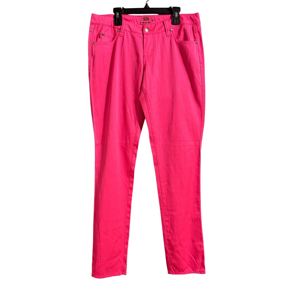 Tripp NYC Neon Pink Skull Skinny Jeans Pants Y2K Punk 2000s Goth Mall Hot‎ Topic